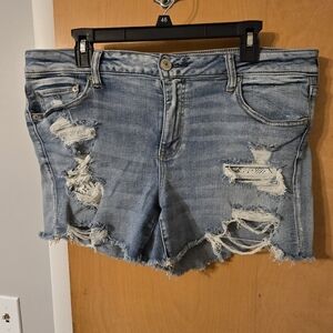 American Eagle Blue Distressed Jean Shorts